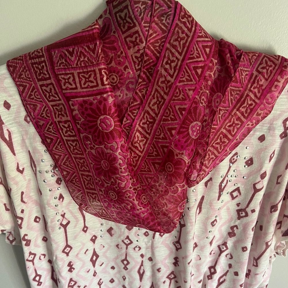 “2 for 1” Western Vibe Short sleeve top and Silk Scarf Duo
